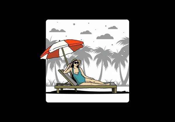 Relax Beach Chair Umbrella Illustration Design — 스톡 벡터