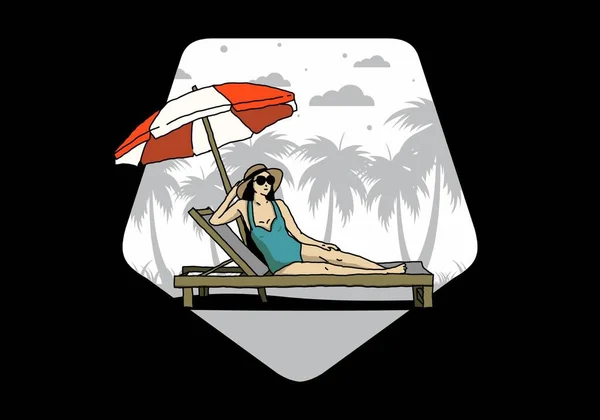 Χαλαρώστε Στην Καρέκλα Παραλία Κάτω Από Σχέδιο Απεικόνισης Ομπρέλα — Διανυσματικό Αρχείο