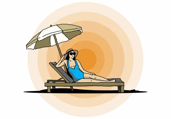 Розслабтеся Пляжному Кріслі Під Ілюстрацією Парасольки — стоковий вектор