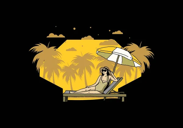Relax Beach Chair Umbrella Illustration Design — 스톡 벡터