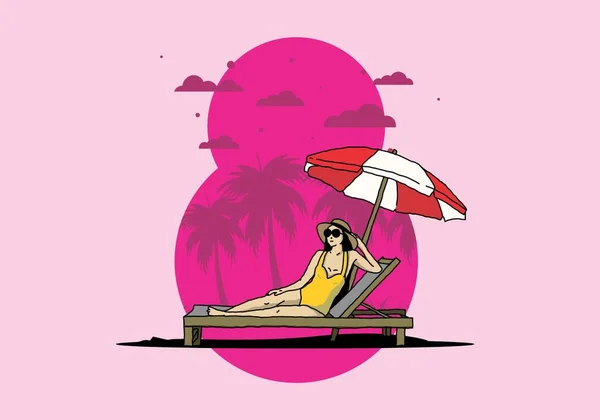 Relax Beach Chair Umbrella Illustration Design — Archivo Imágenes Vectoriales