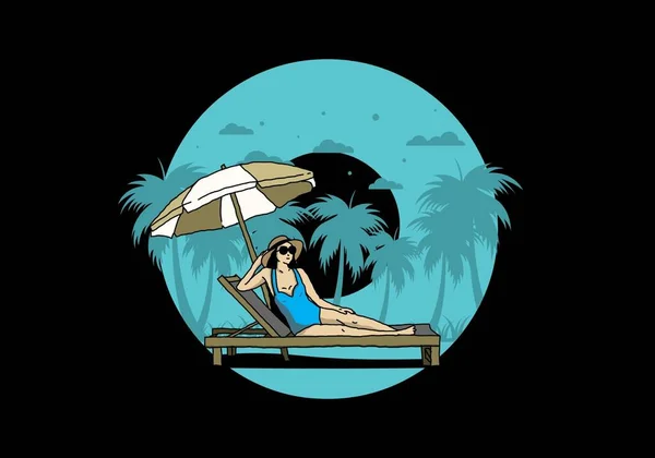 Relax Beach Chair Umbrella Illustration Design — 스톡 벡터