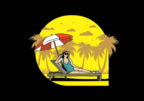 Relax Beach Chair Umbrella Illustration Design — Vector de stock