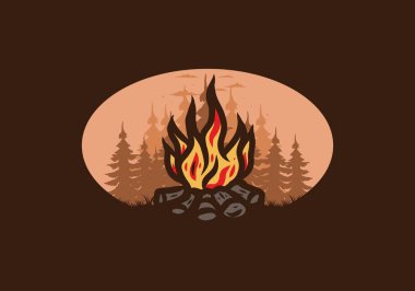 Orman rozeti tasarımı şenlik ateşi