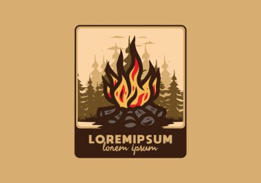 Orman rozeti tasarımı şenlik ateşi