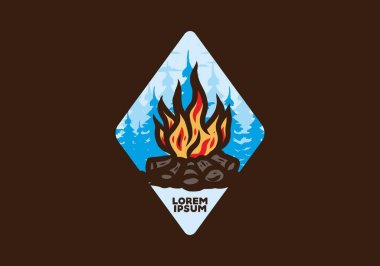 Orman rozeti tasarımı şenlik ateşi