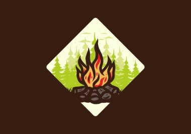 Orman rozeti tasarımı şenlik ateşi