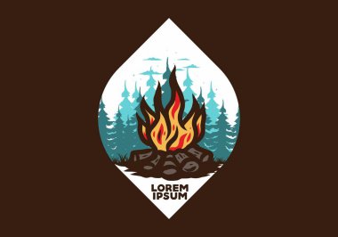 Orman rozeti tasarımı şenlik ateşi