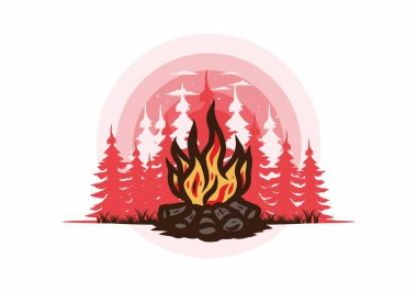 Orman rozeti tasarımı şenlik ateşi