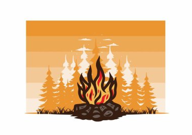 Orman rozeti tasarımı şenlik ateşi