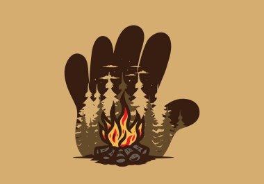 Orman rozeti tasarımı şenlik ateşi