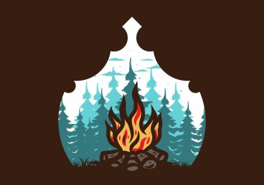 Orman rozeti tasarımı şenlik ateşi