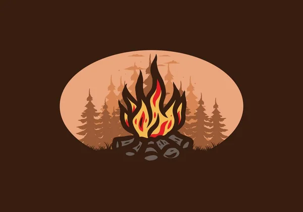Bonfire Jungle Badge Illustration Design — Stock Vector
