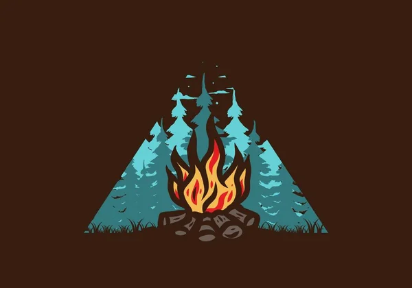 Bonfire Jungle Badge Illustratie Ontwerp — Stockvector