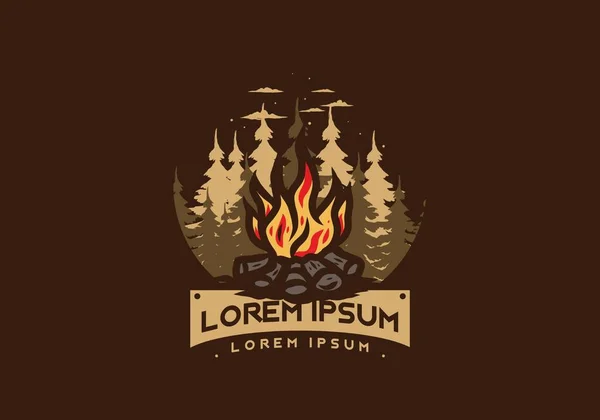 Lagerfeuer Dschungel Abzeichen Illustration Design — Stockvektor