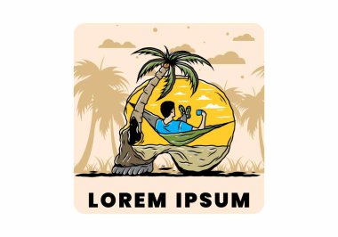 Hamaktaki kafatası şekilli resimli adam.