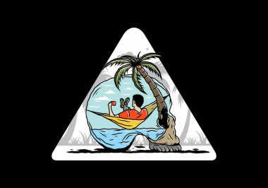 Hamaktaki kafatası şekilli resimli adam.