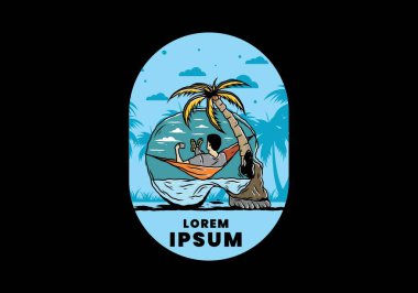 Hamaktaki kafatası şekilli resimli adam.