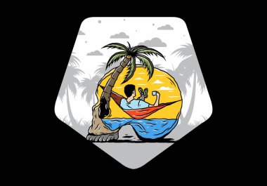 Hamaktaki kafatası şekilli resimli adam.