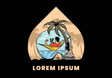 Hamaktaki kafatası şekilli resimli adam.