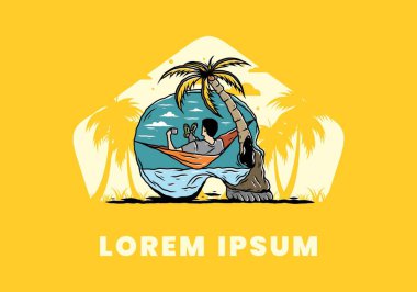 Hamaktaki kafatası şekilli resimli adam.