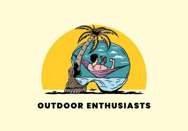 Hamaktaki kafatası şekilli resimli adam.