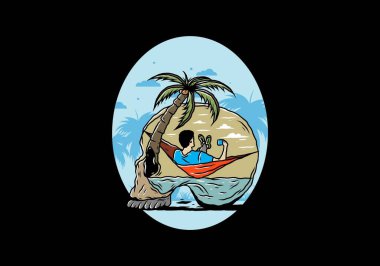 Hamaktaki kafatası şekilli resimli adam.