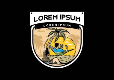 Hamaktaki kafatası şekilli resimli adam.