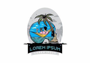 Hamaktaki kafatası şekilli resimli adam.