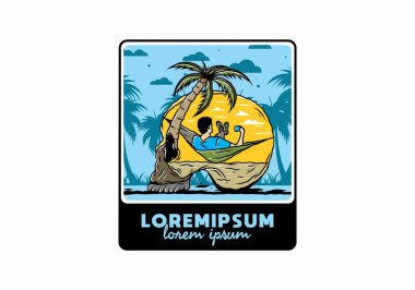 Hamaktaki kafatası şekilli resimli adam.