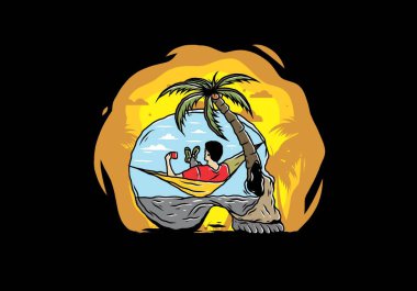 Hamaktaki kafatası şekilli resimli adam.