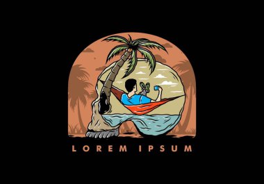 Hamaktaki kafatası şekilli resimli adam.