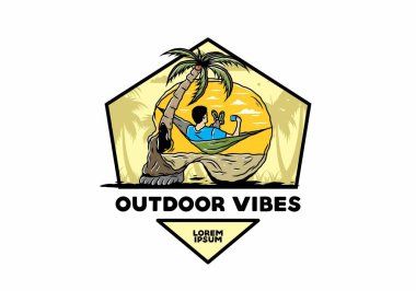 Hamaktaki kafatası şekilli resimli adam.