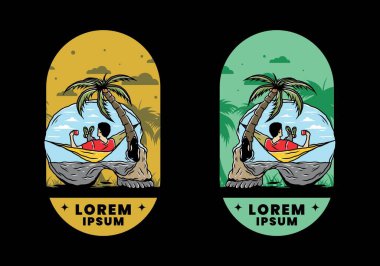 Hamaktaki kafatası şekilli resimli adam.