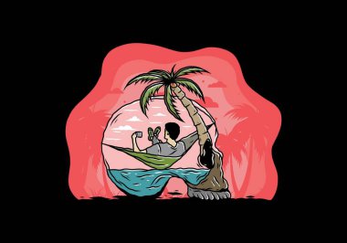 Hamaktaki kafatası şekilli resimli adam.