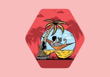 Hamaktaki kafatası şekilli resimli adam.