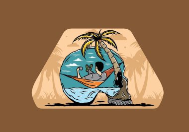 Hamaktaki kafatası şekilli resimli adam.