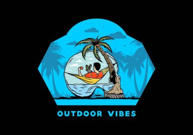 Hamaktaki kafatası şekilli resimli adam.