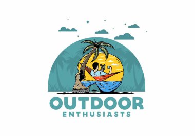 Hamaktaki kafatası şekilli resimli adam.