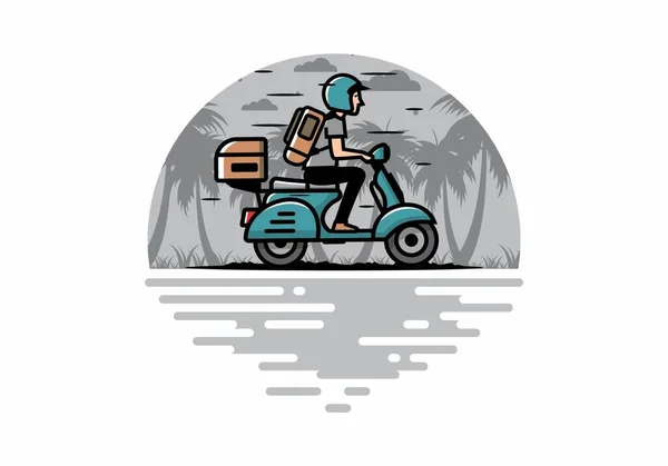 Homme Vacances Équitation Scooter Illustration Design — Image vectorielle