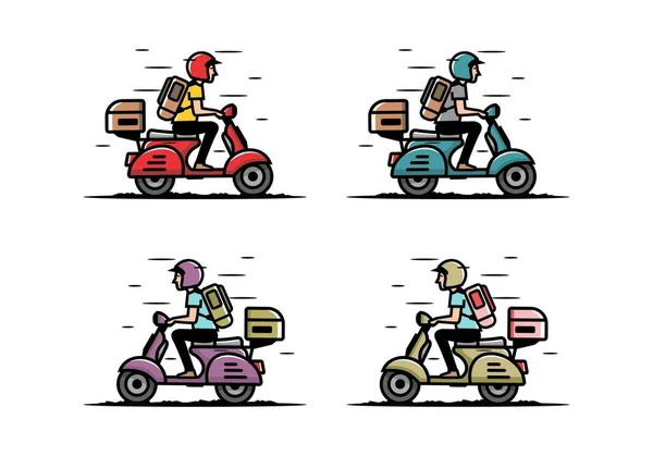 Homme Vacances Équitation Scooter Illustration Design — Image vectorielle