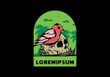 Kafatası illüstrasyon tasarımında kuş yuvası