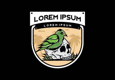 Kafatası illüstrasyon tasarımında kuş yuvası