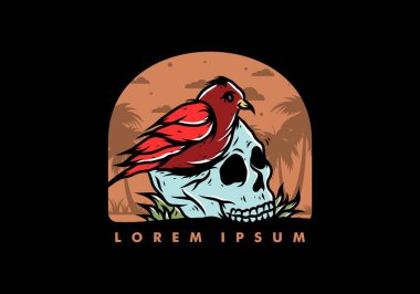 Kafatası illüstrasyon tasarımında kuş yuvası