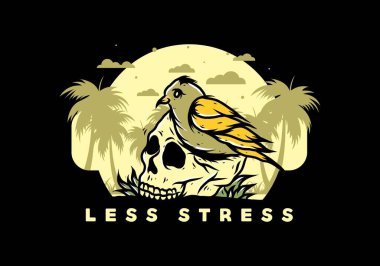 Kafatası illüstrasyon tasarımında kuş yuvası