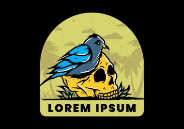 Kafatası illüstrasyon tasarımında kuş yuvası