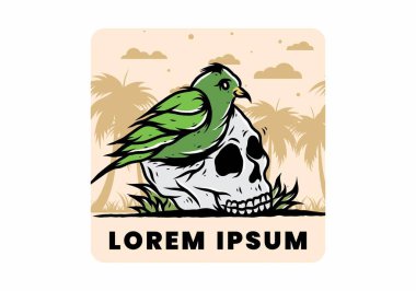 Kafatası illüstrasyon tasarımında kuş yuvası