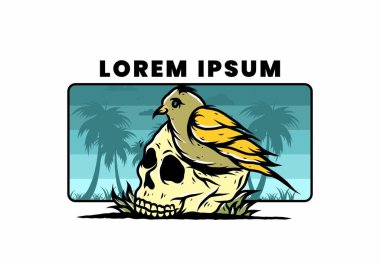 Kafatası illüstrasyon tasarımında kuş yuvası