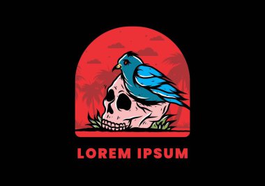 Kafatası illüstrasyon tasarımında kuş yuvası