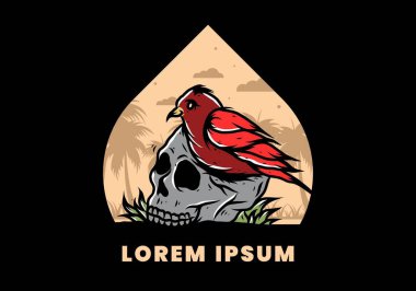 Kafatası illüstrasyon tasarımında kuş yuvası